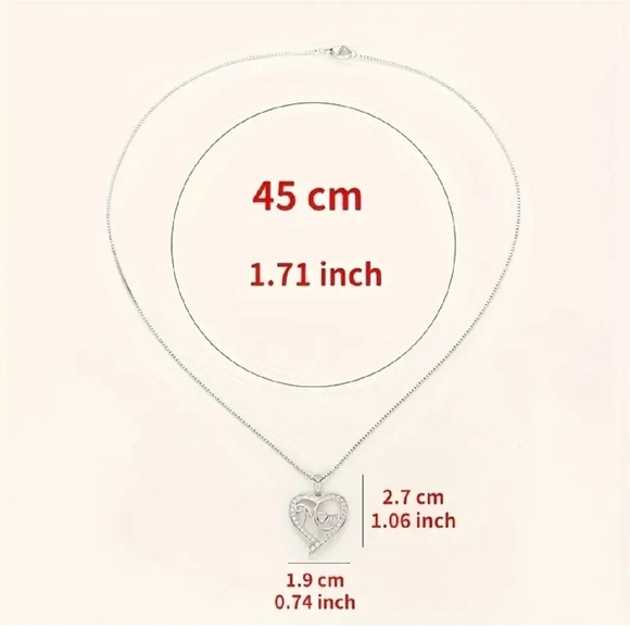 Silver Mom Heart Pendant Necklace - Picture 3 of 3